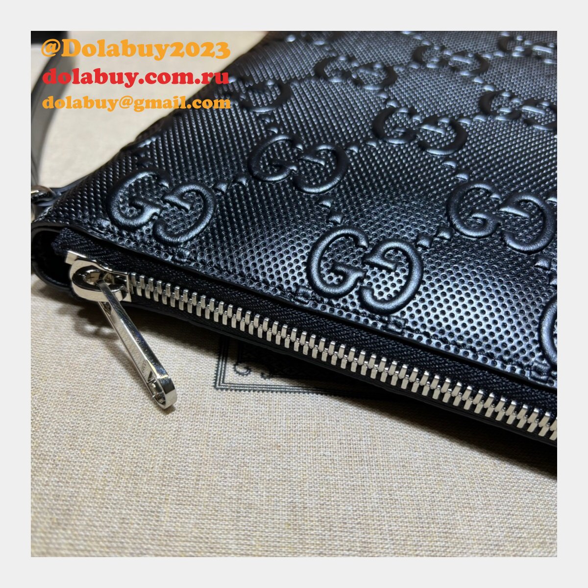 designer G*u*i cheap 696009 gg embossed black messenger bag