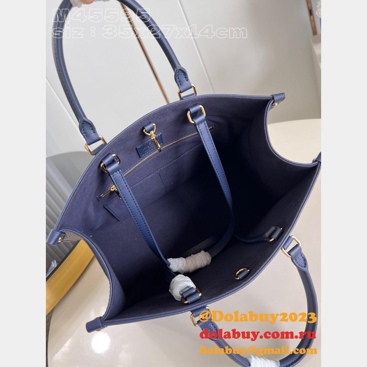 Onthego Louis Vuittons Replica M47084 Navy Monogram Empreinte Bag