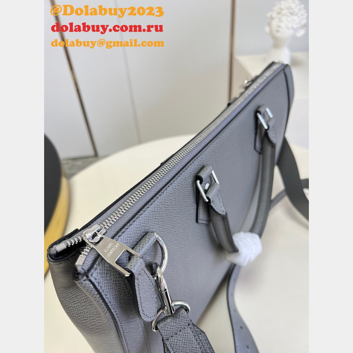 Louis Vuitton Copy Slim Briefcase Taiga Leather M30810 Men Bag