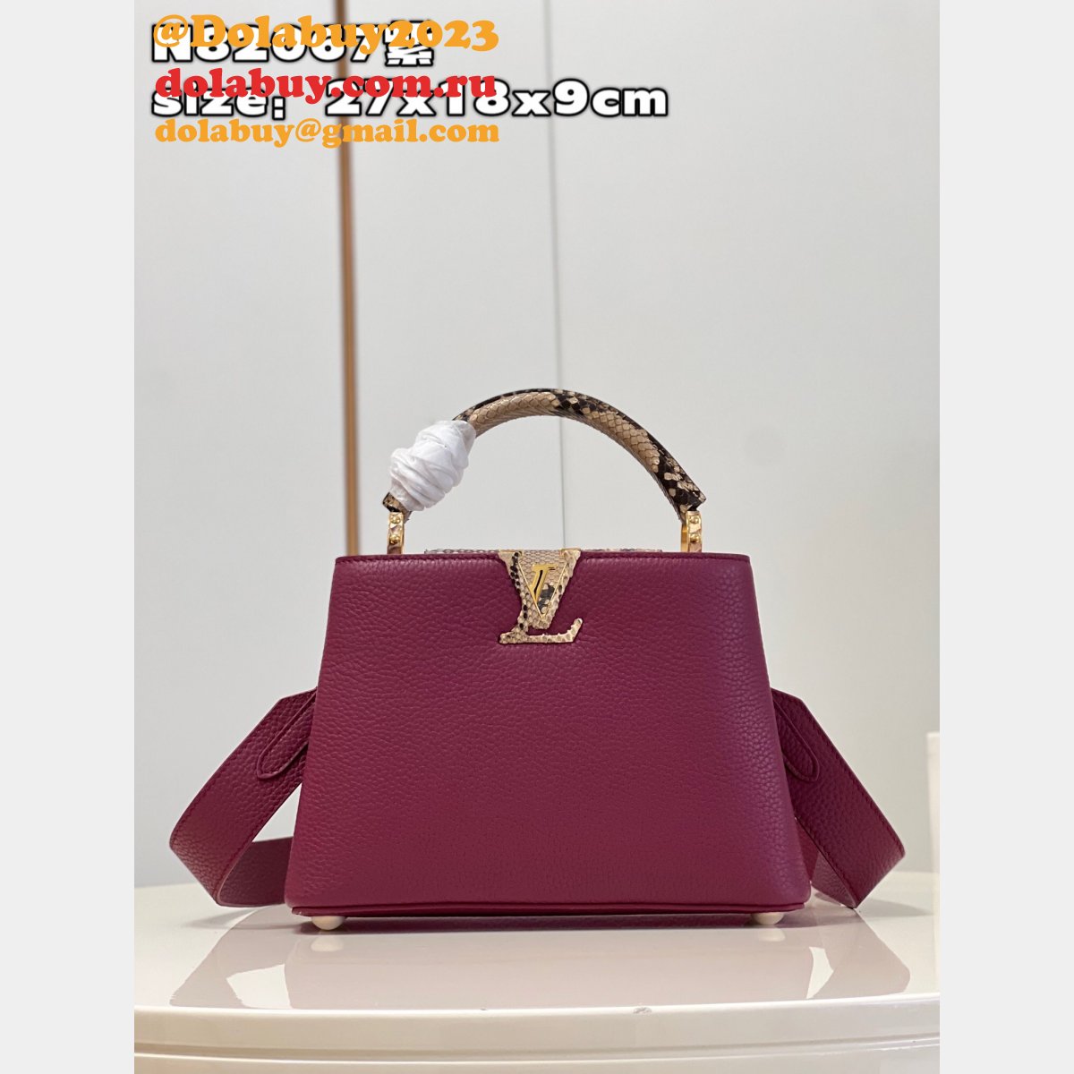 Wholesale Fake Louis Vuitton Capucines Deep Purple N82067 Bag