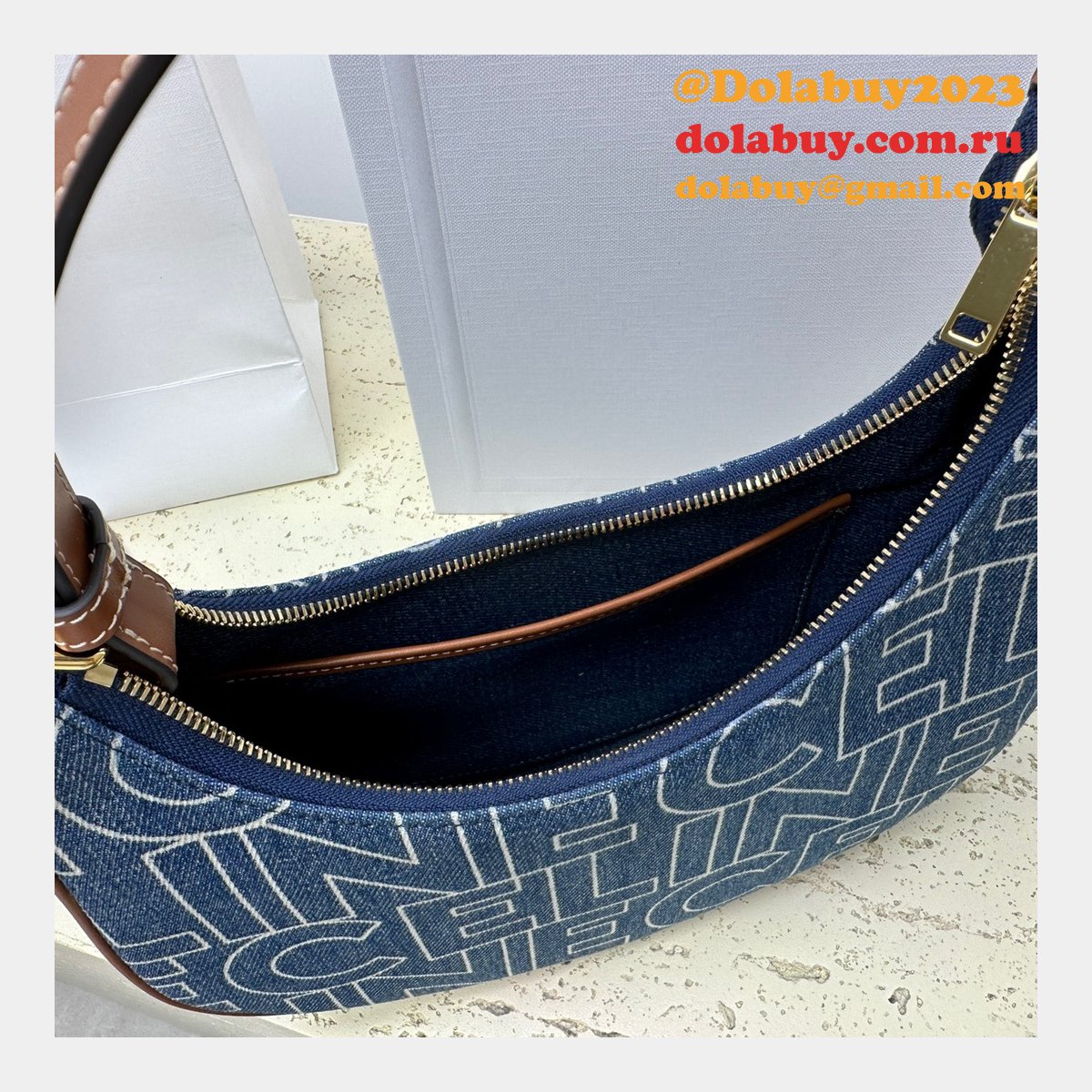 Celine Designer 1:1 Mirror Ava Denim 193952 Fake Bag