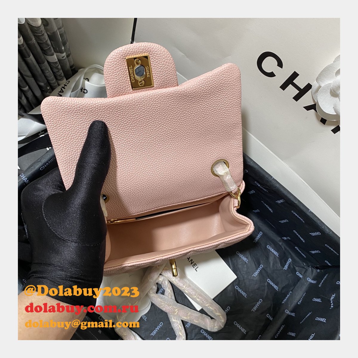 Perfect CC 17CM Classic Flap Caviar Leather Bag