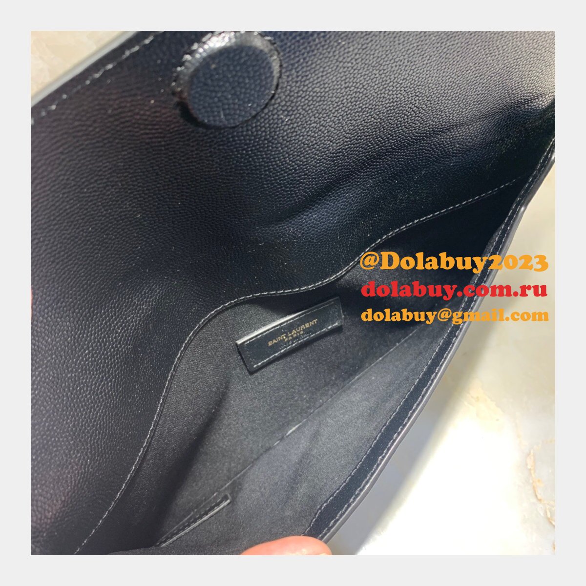 YSL AAA+ CLUTCH IN GRAIN DE POUDRE EMBOSSED LEATHER