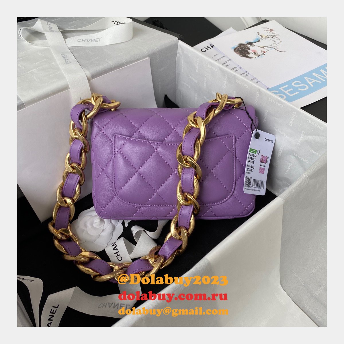 High Quality Designer Replica Flap AS3214/AS3213 Bag Lambskin & Gold-Tone Metal