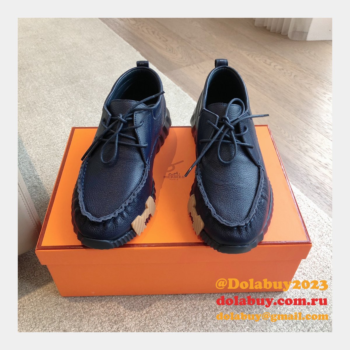 Top Quality hermes men Bouncing leather sneaker