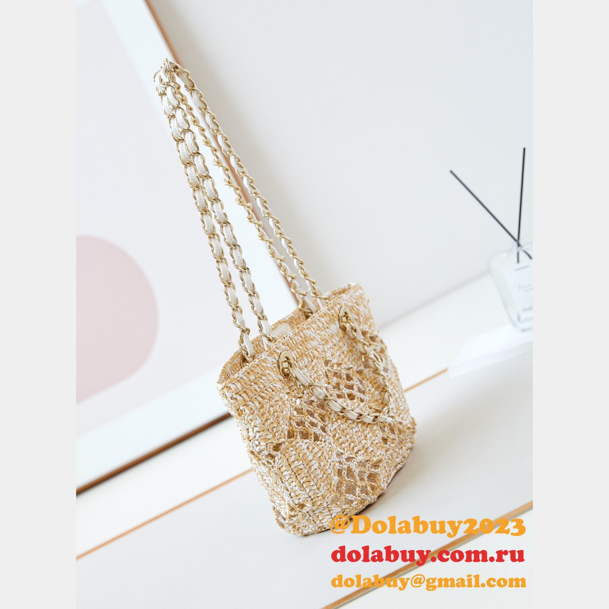 Where Can I Buy Replica Shopping Raffia Effect Braided AS4714 Bag