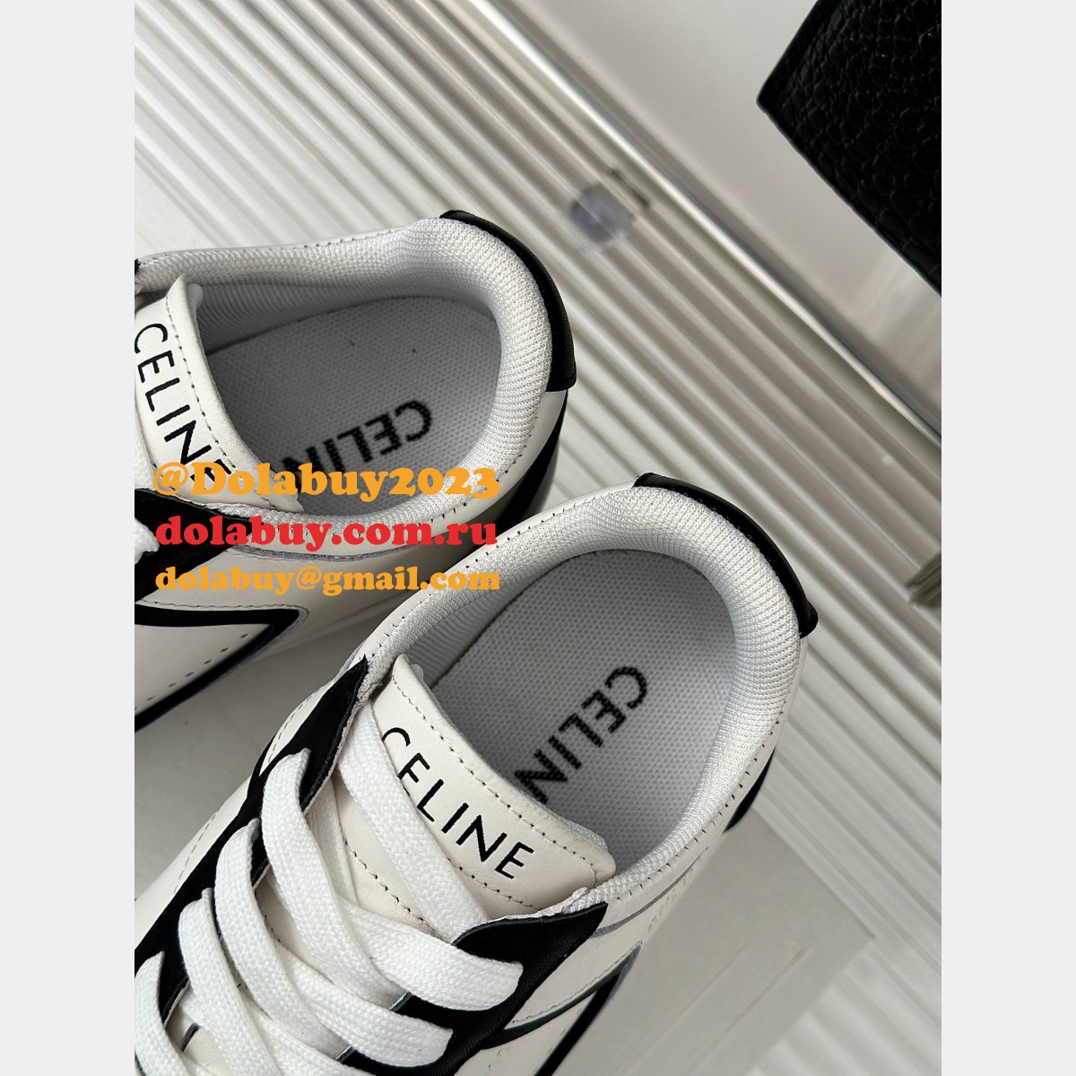 CELINE HOMME Suede-Trimmed Leather Sneakers