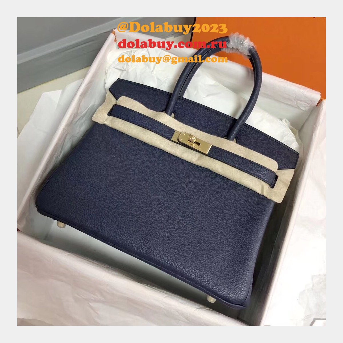 Hermes Birkin 35cm Togo leather Handbags Dark Blue