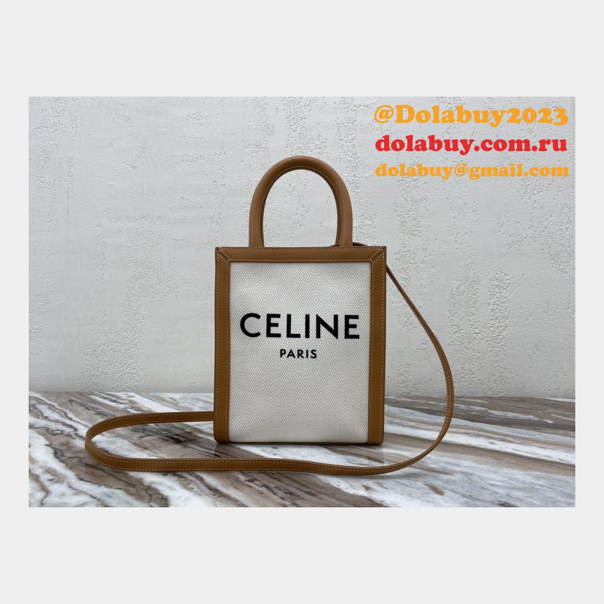 Celine Replica Small Cabas Vertical Bag In Triomphe Canvas