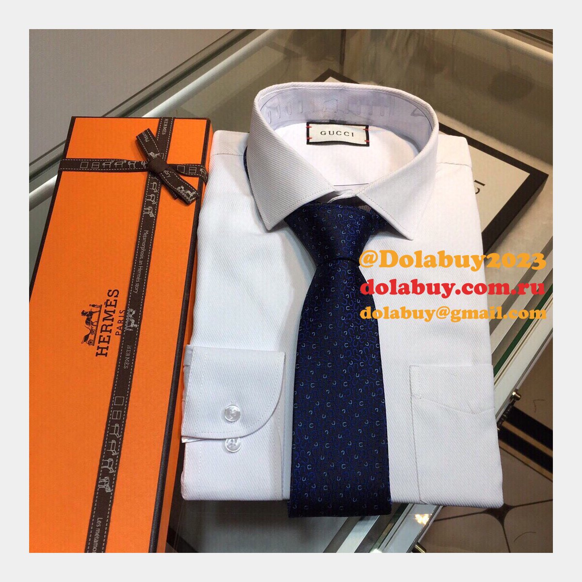 Hermes Replica Mens Silk Tie Geometric Pattern