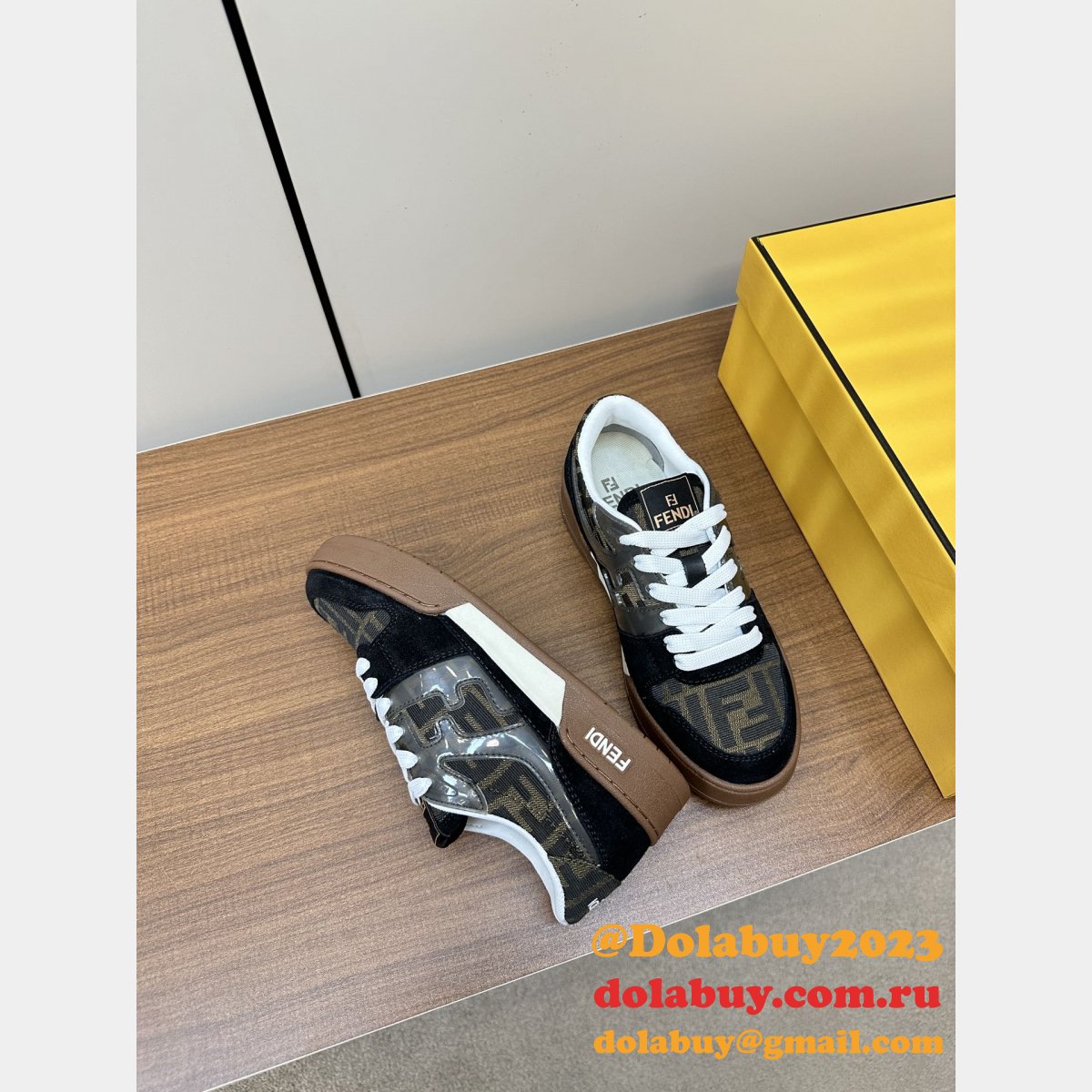 F**di match leather sneakers