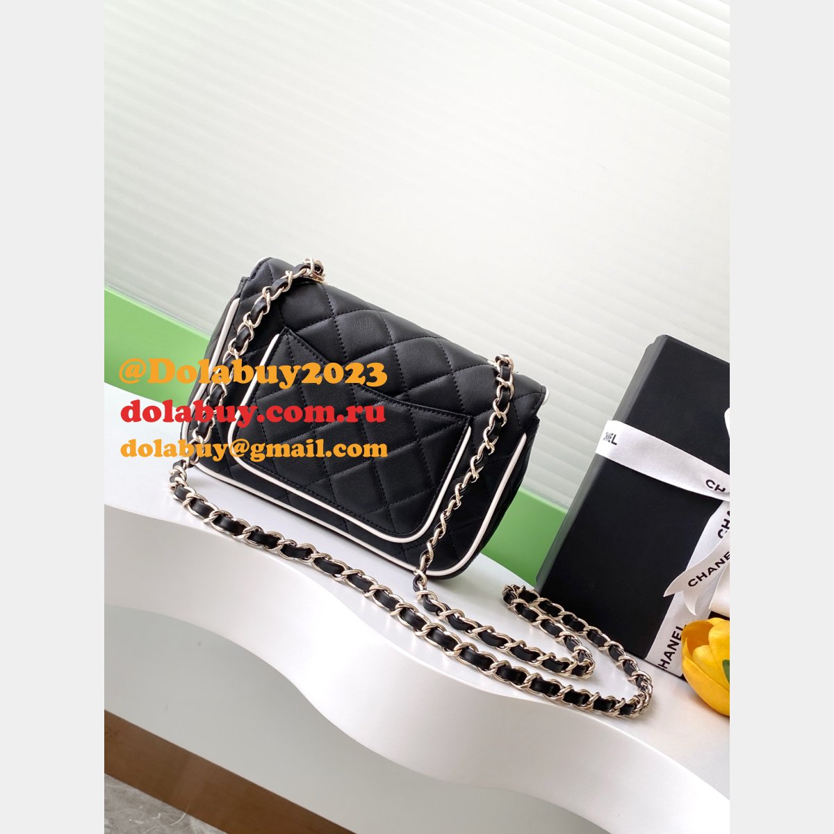 Fake 7 Star Mini Lambskin Flap Quality AS5151 Black Bag