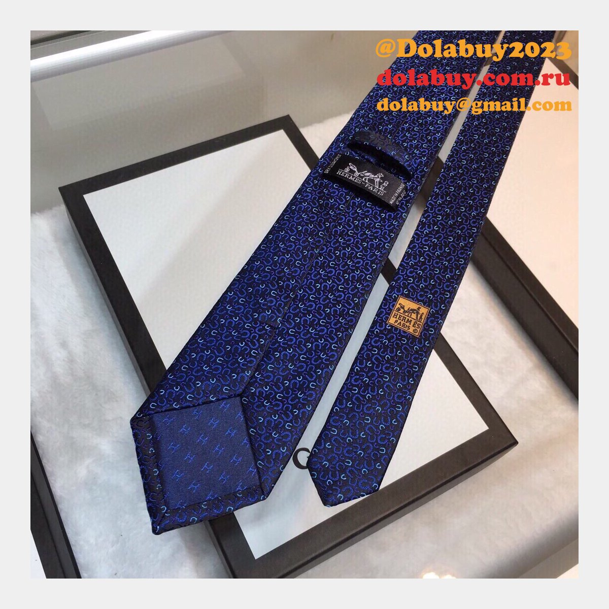 Hermes Replica Mens Silk Tie Geometric Pattern