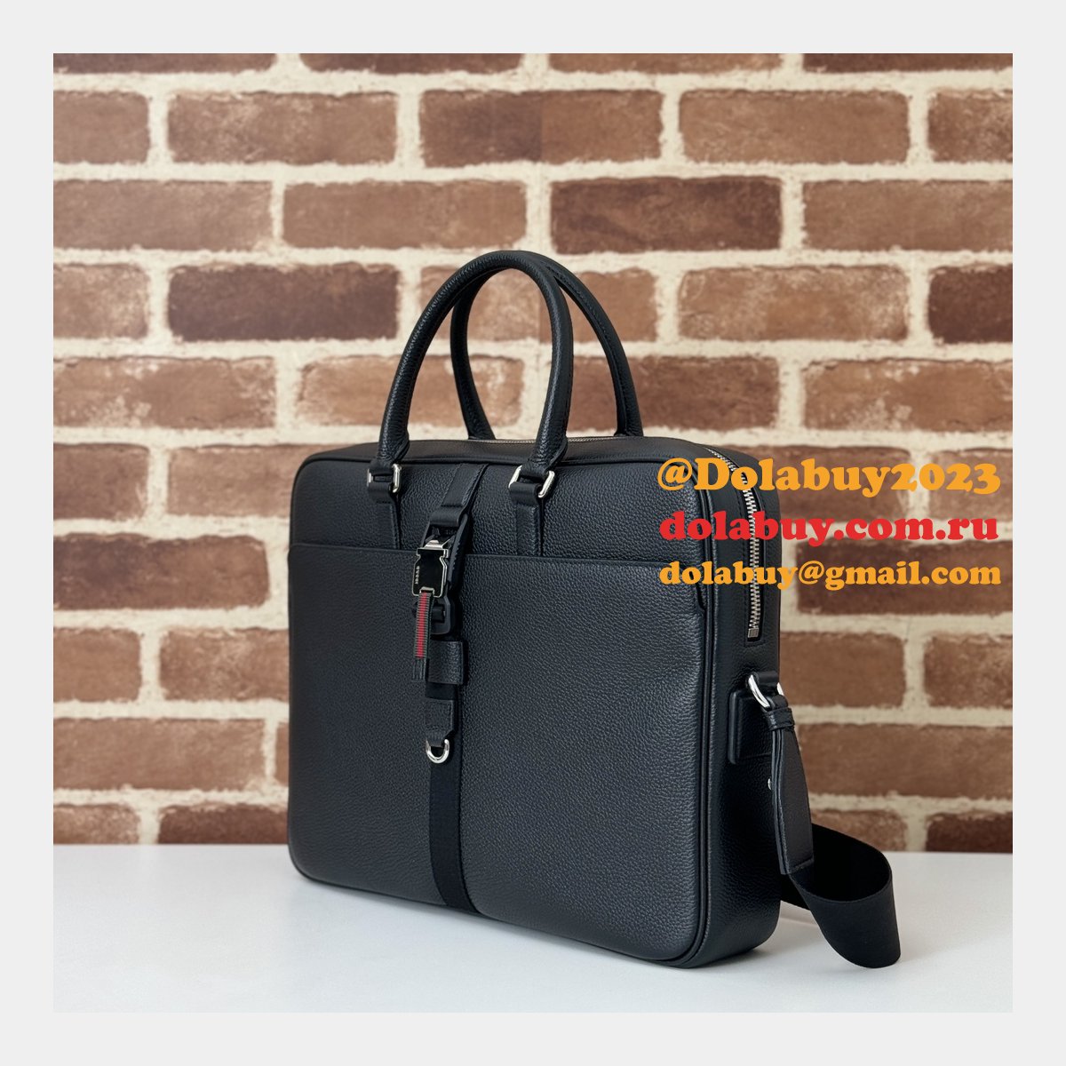 G*u*i copy business mens medium briefcase web black 816757 bag