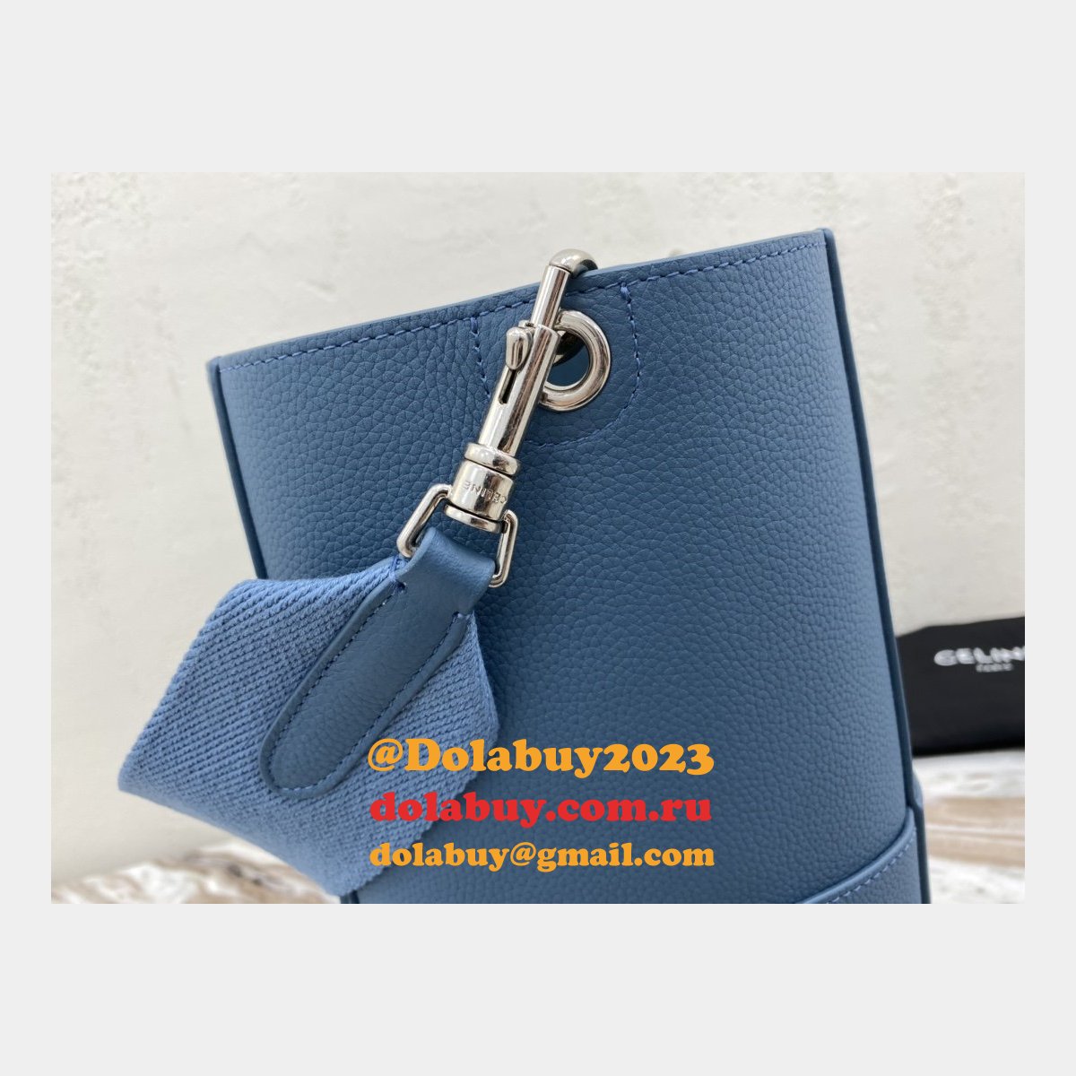 Cheap Factory Celine Sangle Seau Shoulder Blue Bag