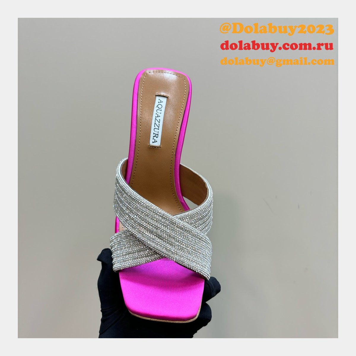 Wholesale AQUAZZURA 1:1 Mirror Rhinestone High-heeled Sandals