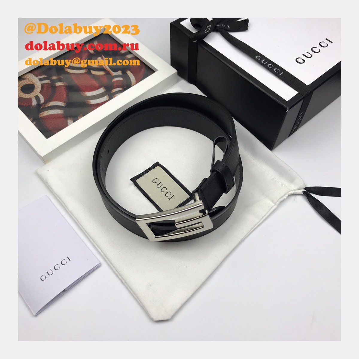 luxury G*u*i 35mm buckle black leather belt replica