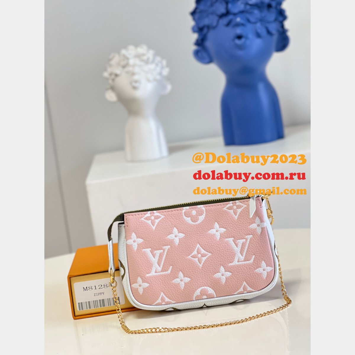 Louis Vuitton Designer Replica Mini Pochette M81284 Khaki/Beige/Cream Accessoires