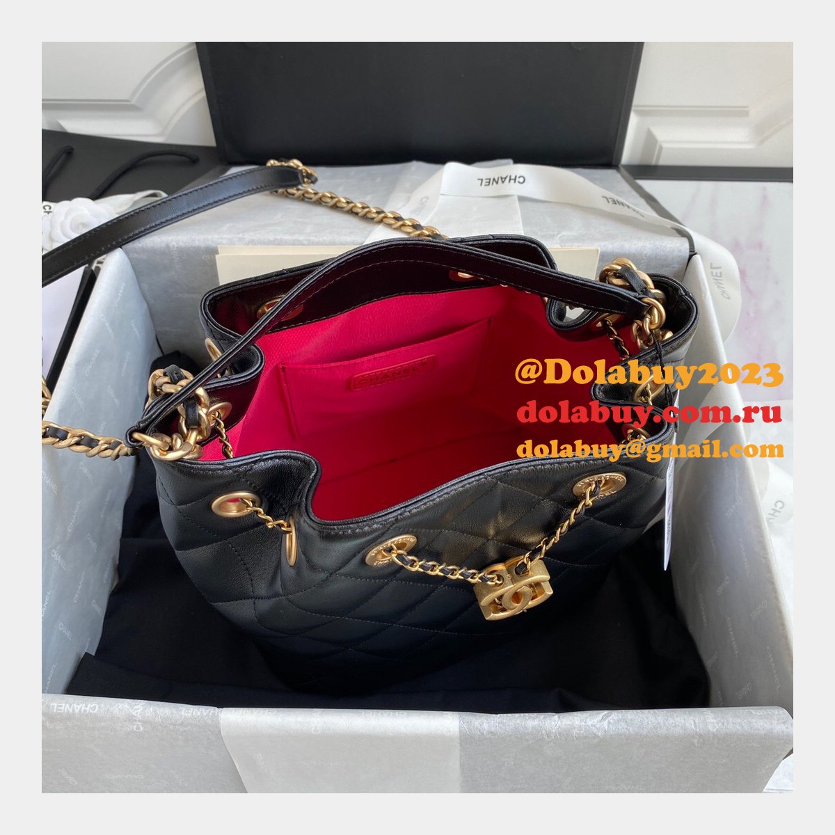 CC Top Quality vintage bucket Replica Black bag