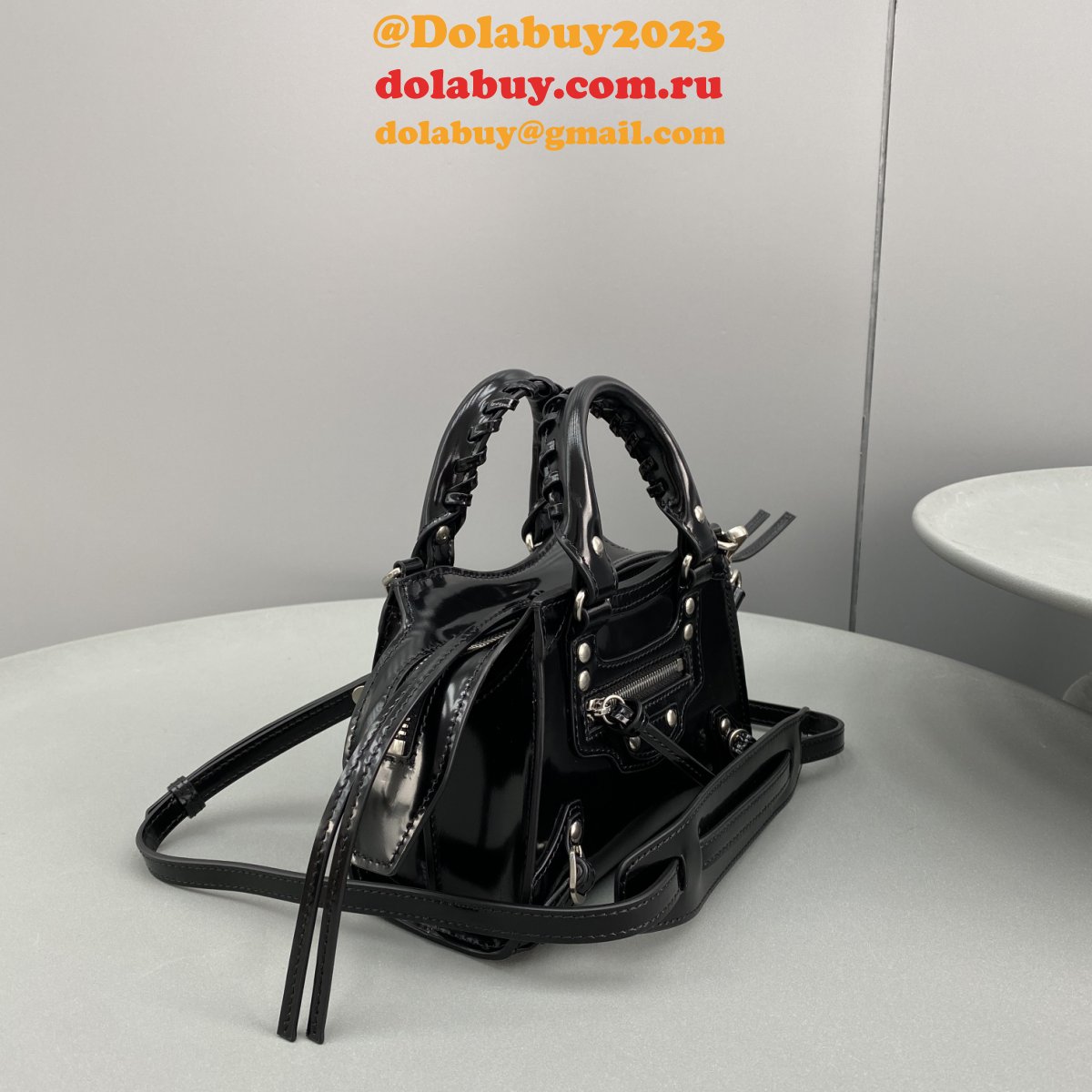 Designer balenciaga cuag Patent leather black