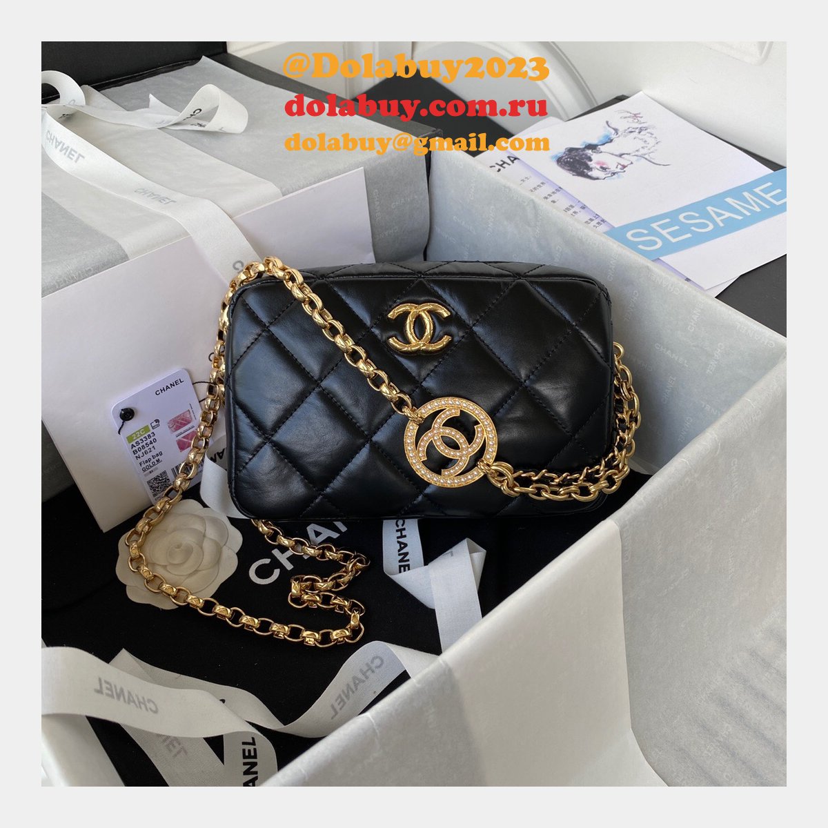 Best Luxury Replica AS3383 Camera Case Metallic Calfskin & Gold-Tone