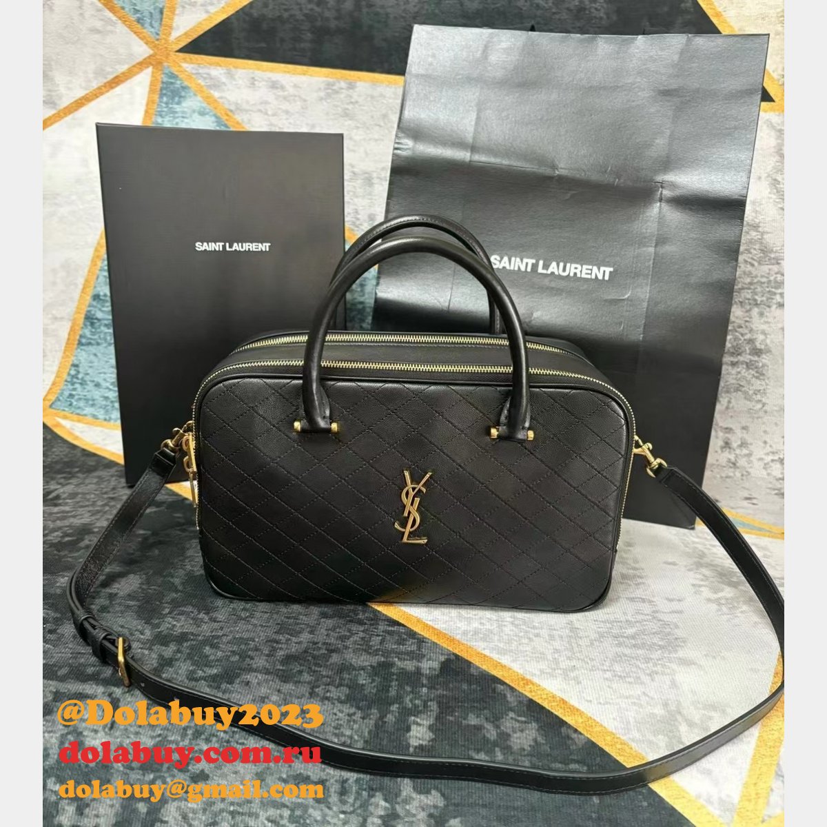 Designer Saint Laurent Replicas Lyia Zip Duffle Black 766785 Bag
