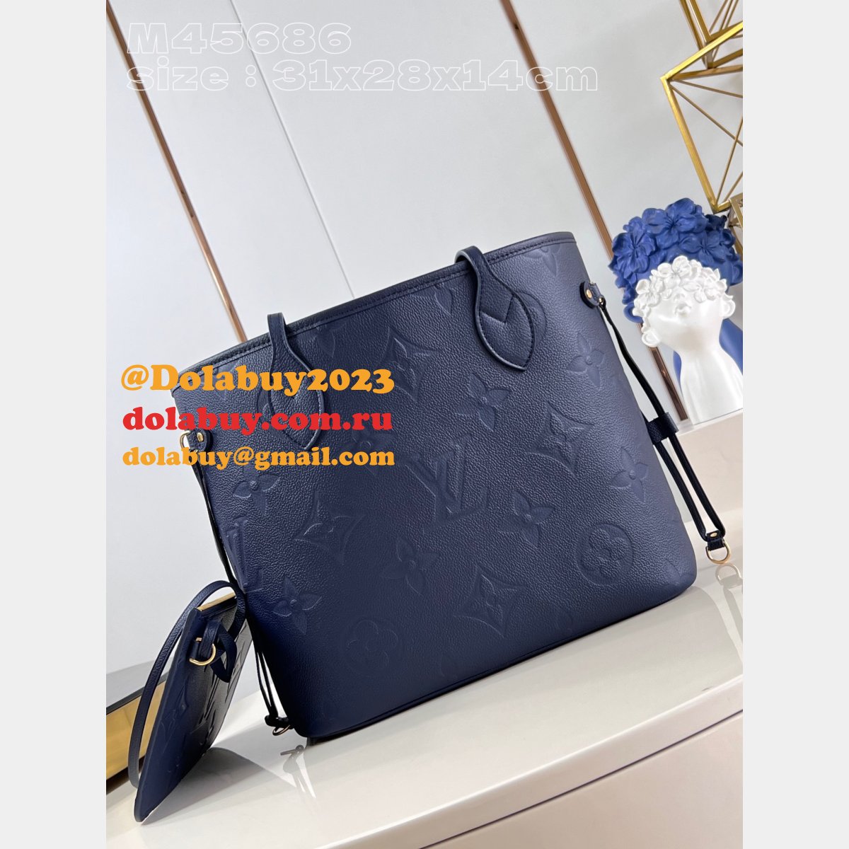 Neverfull 7 Star Tote Bag Knockoff Louis Vuitton M45686 Navy