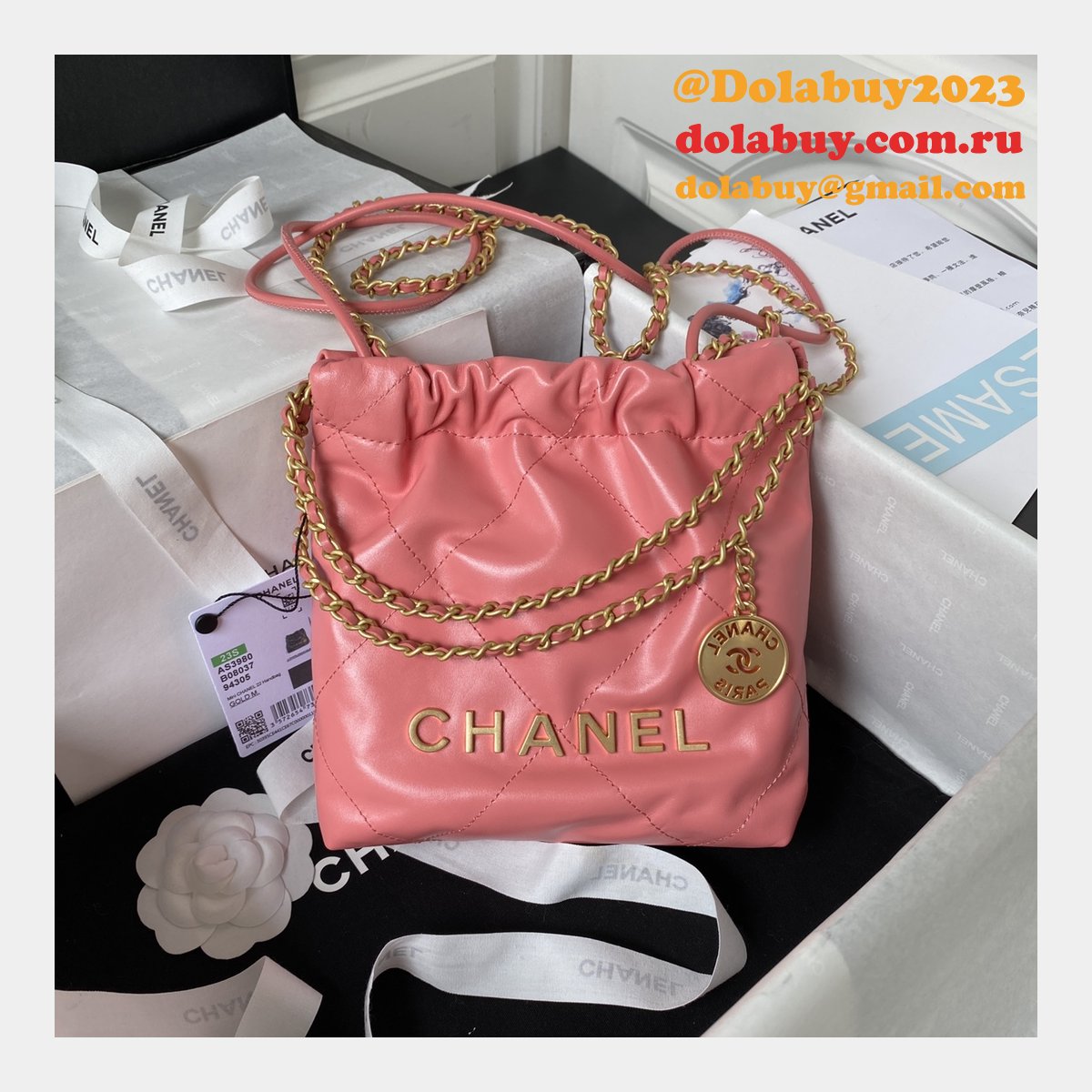 Luxury FASHION AS3980 CALFSKIN CC BAG 20CM