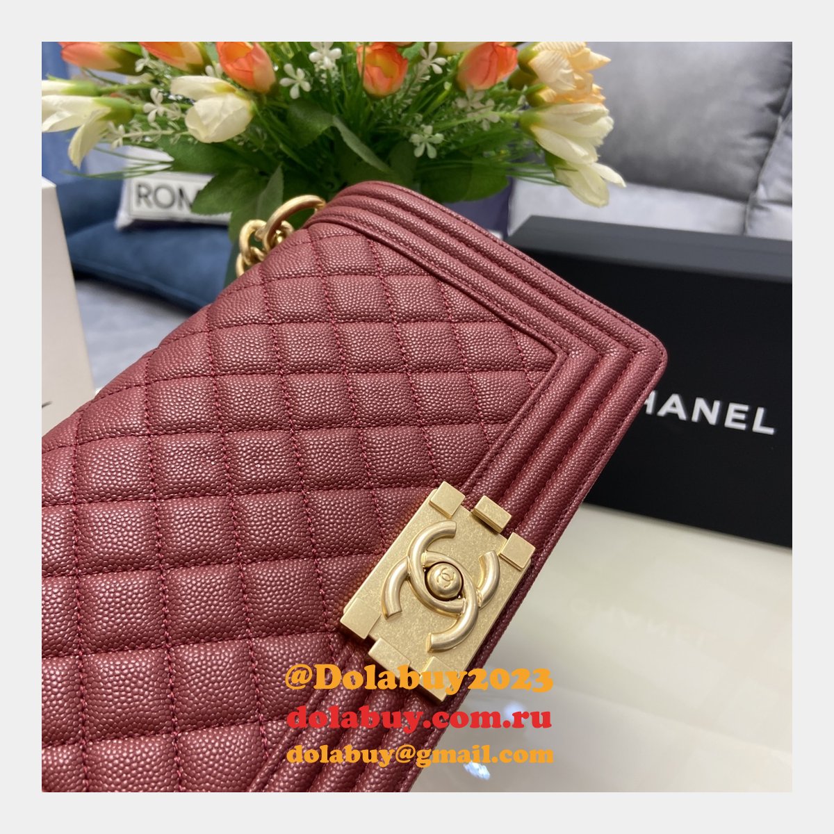 Replica CC Le Boy Flap Bag caviar leather 25CM