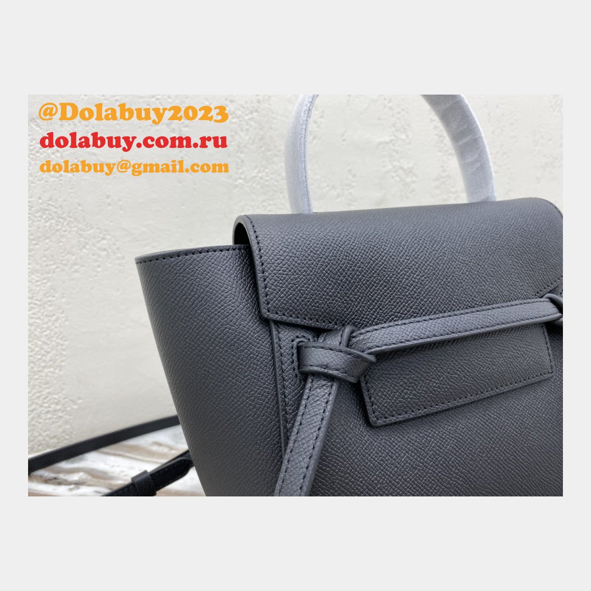 Replica Celine Leather Nano Belt Bag in Black