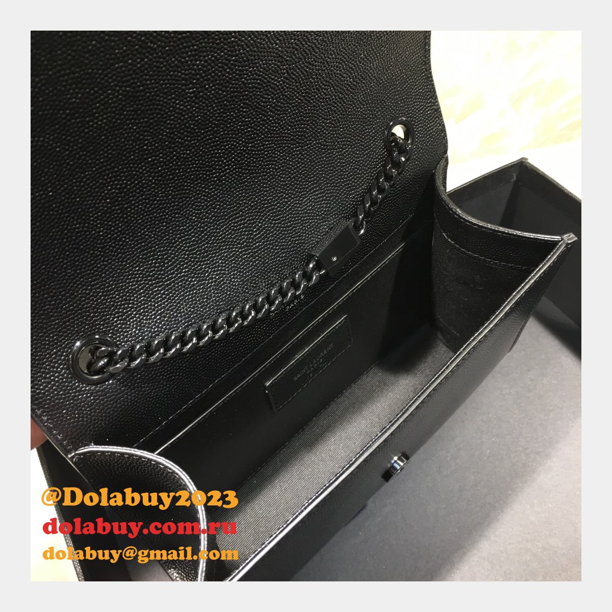 YSL Replica Crossbody Bags Leather & Chain 20cm Black