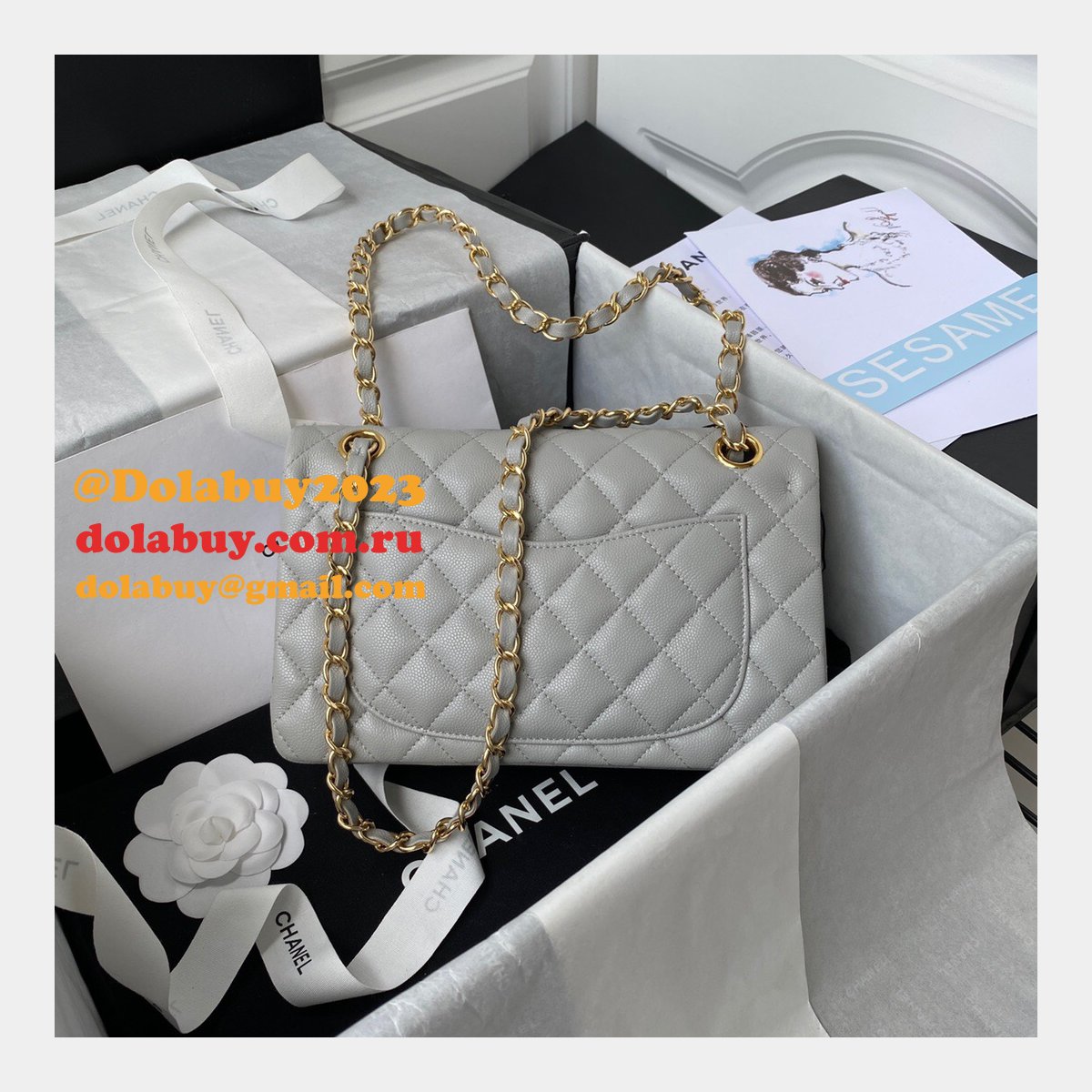 Top quality Fake Small Flap Lambskin CF 23cm