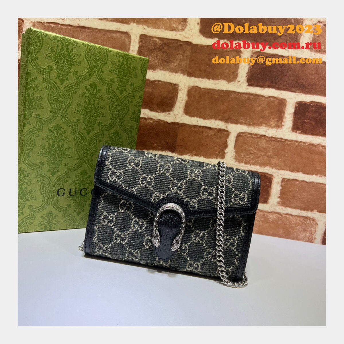 7 star G*u*i replica 401231 leather dionysus mini chain black bag