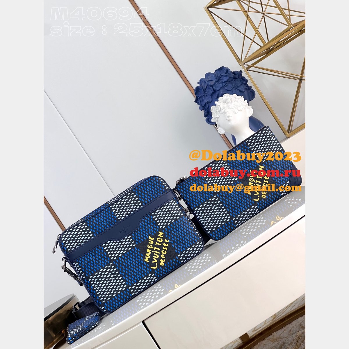 Damier Graphite M40694 Canvas Studio Messenger Louis Vuitton Designer Bag