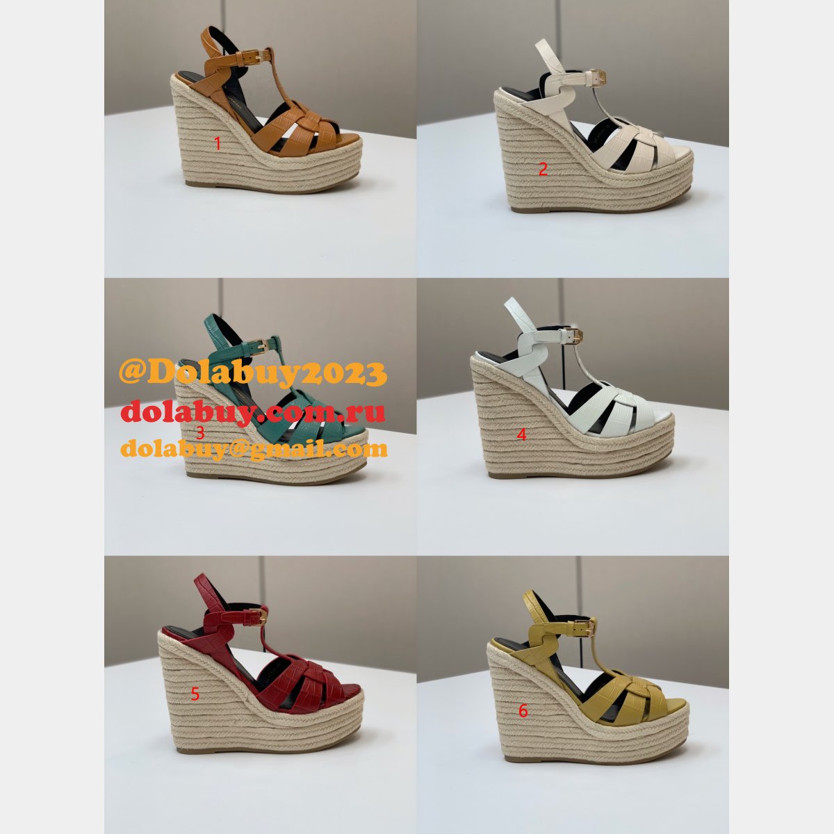 Saint Laurent Replica Espadrille Platform Wedge Sandals Heel Shoes