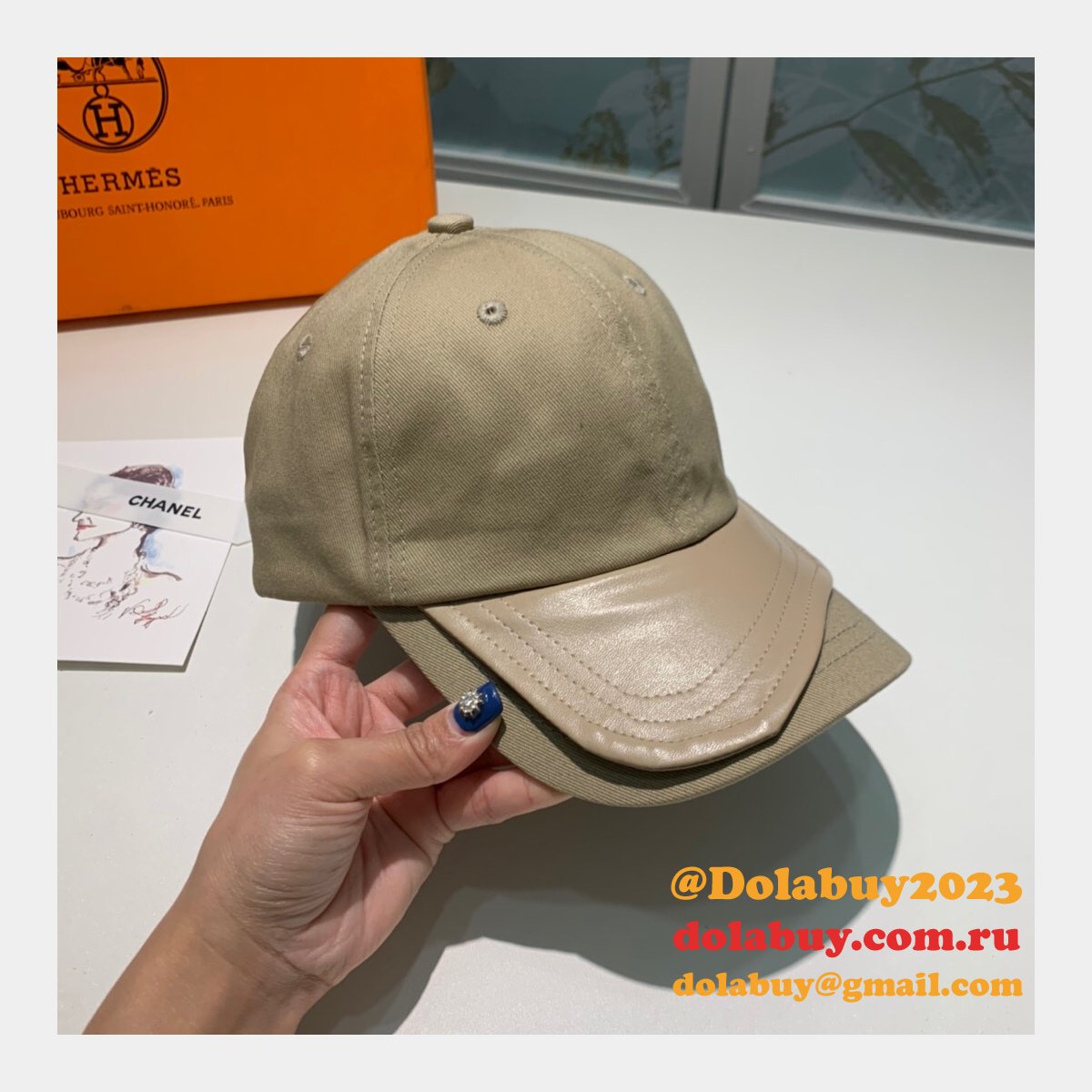 Hermes High Quality Canvas fabric Peaked cap