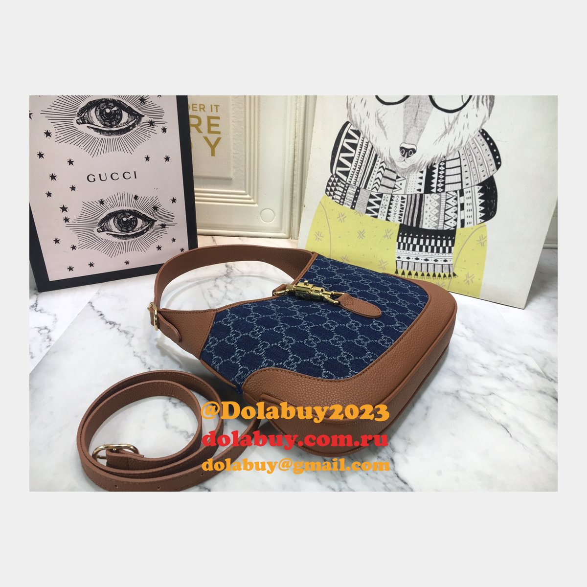 G*u*i 1:1 quality jackie 1961 small shoulder 636706 dark blue bag
