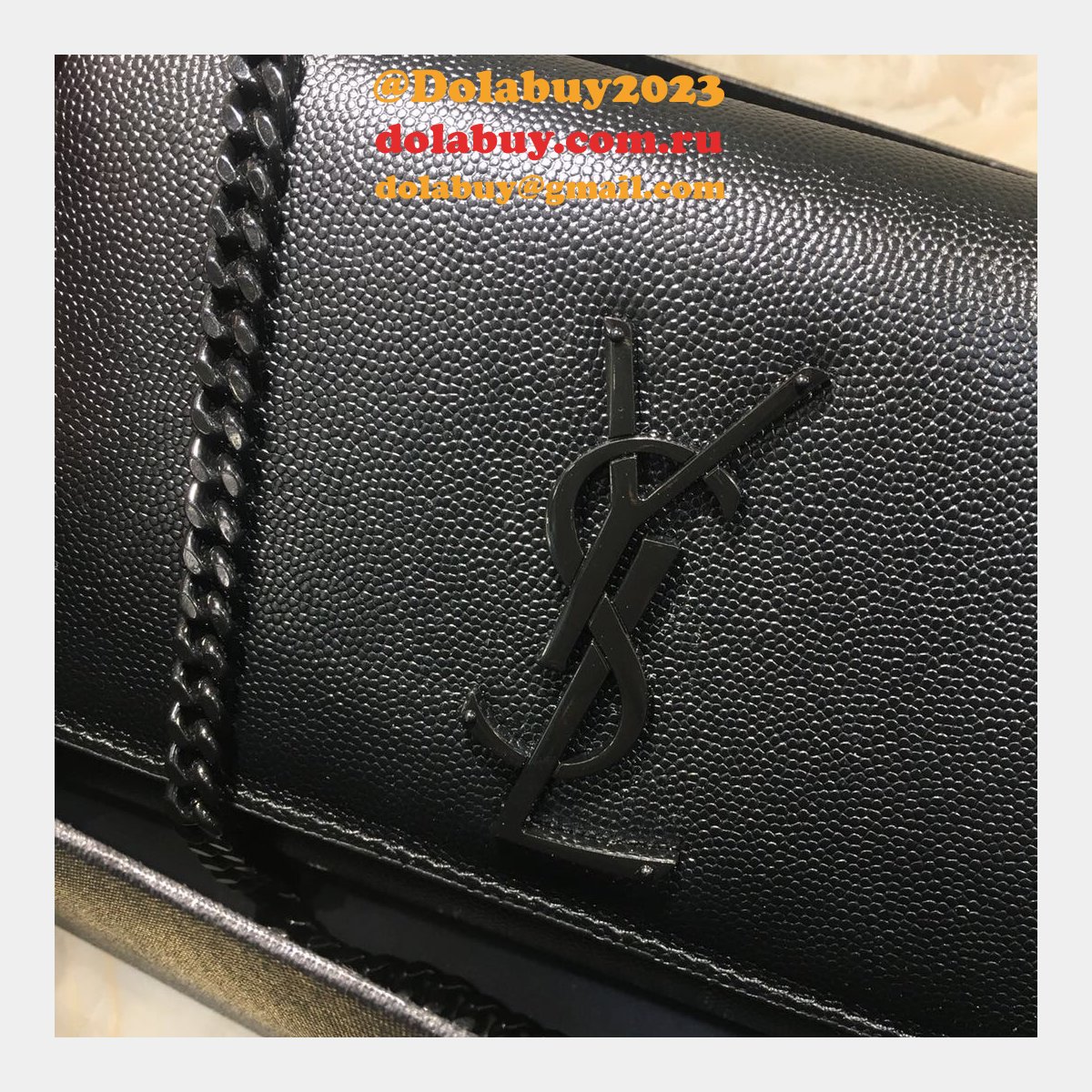 YSL Replica Crossbody Bags Leather & Chain 20cm Black