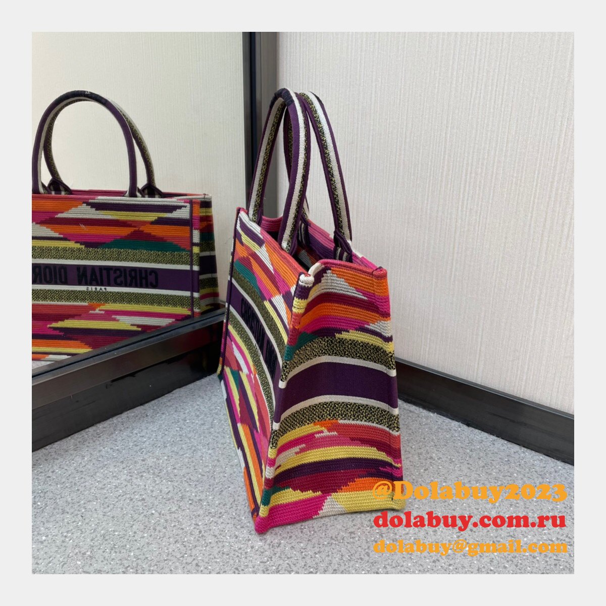 Replica Dior Oblique Book Tote Termurah Multicolor AAA+ Bag