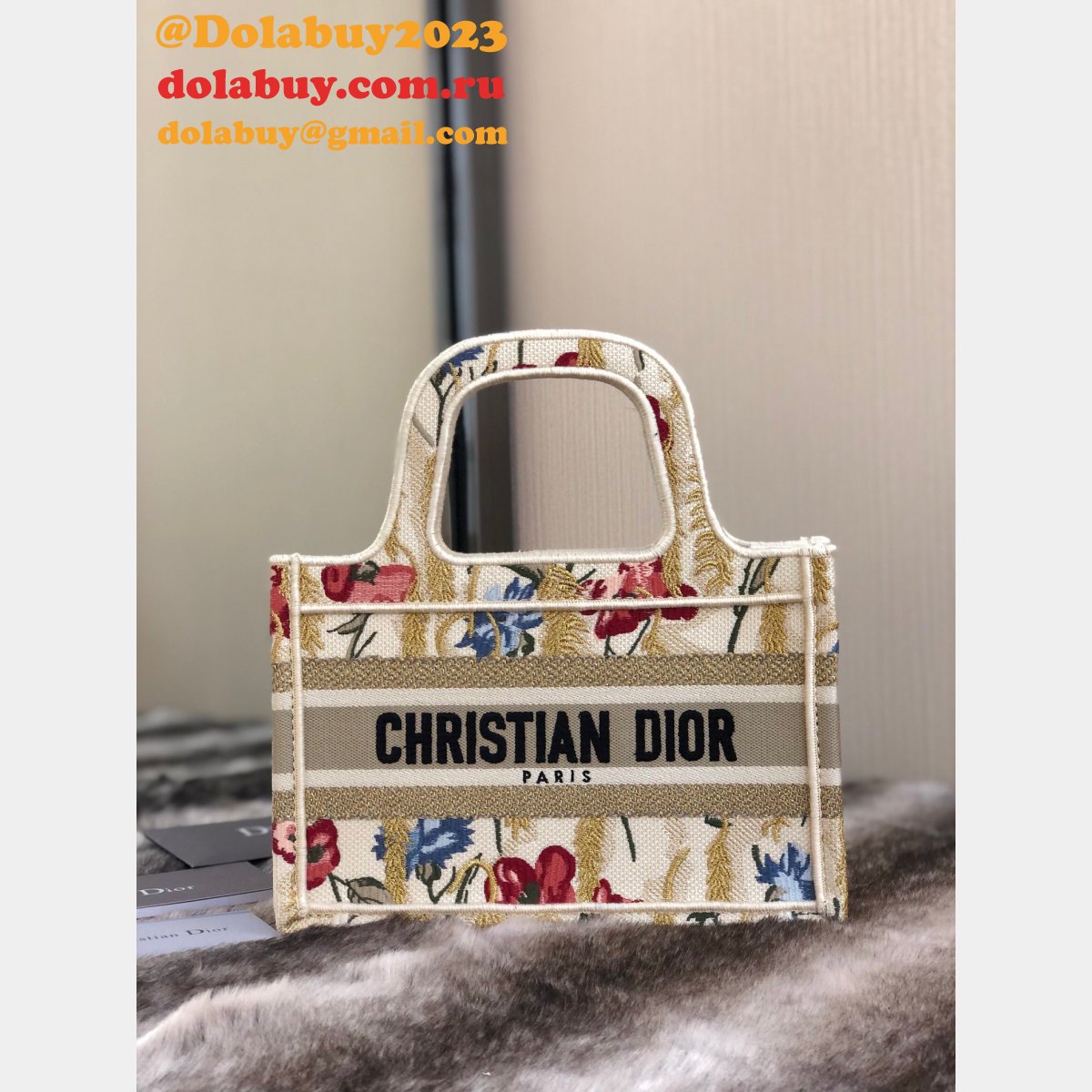 Mini Dior Book Tote Replica Oblique Embroidery
