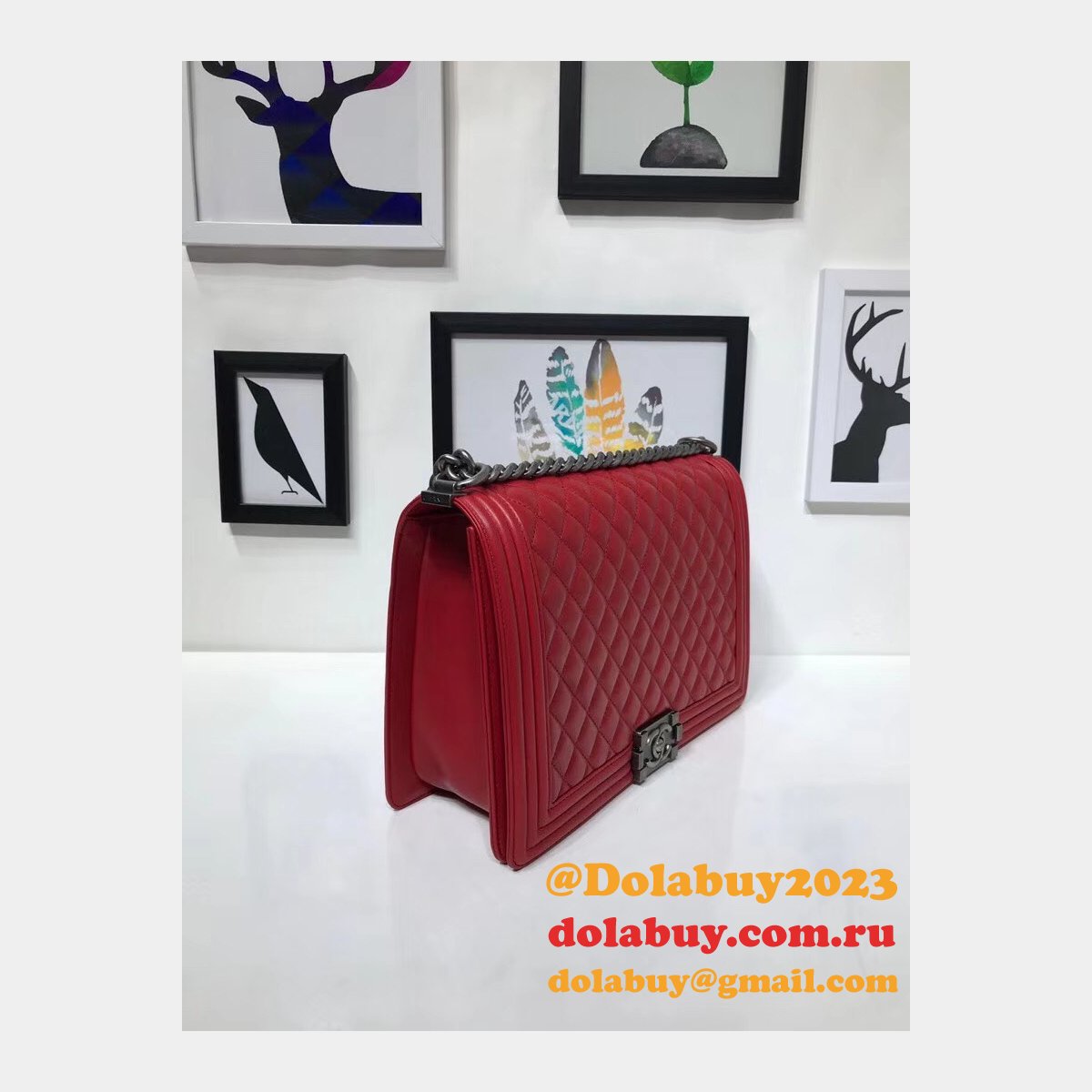 High Quality CC Le Boy Luxury Bags Lambskin 30cm