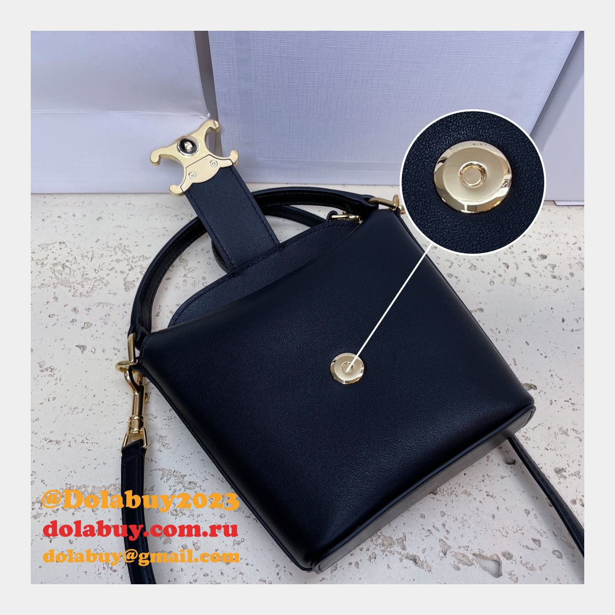 Top Quality Celine 10K943 Bucket Triomphe Smooth Designer Bag