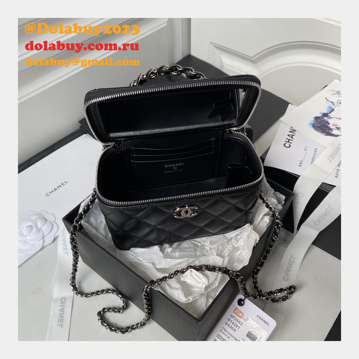 Designer Replica Clutch AP3593 Chain Shiny Crumpled First Highest Bag