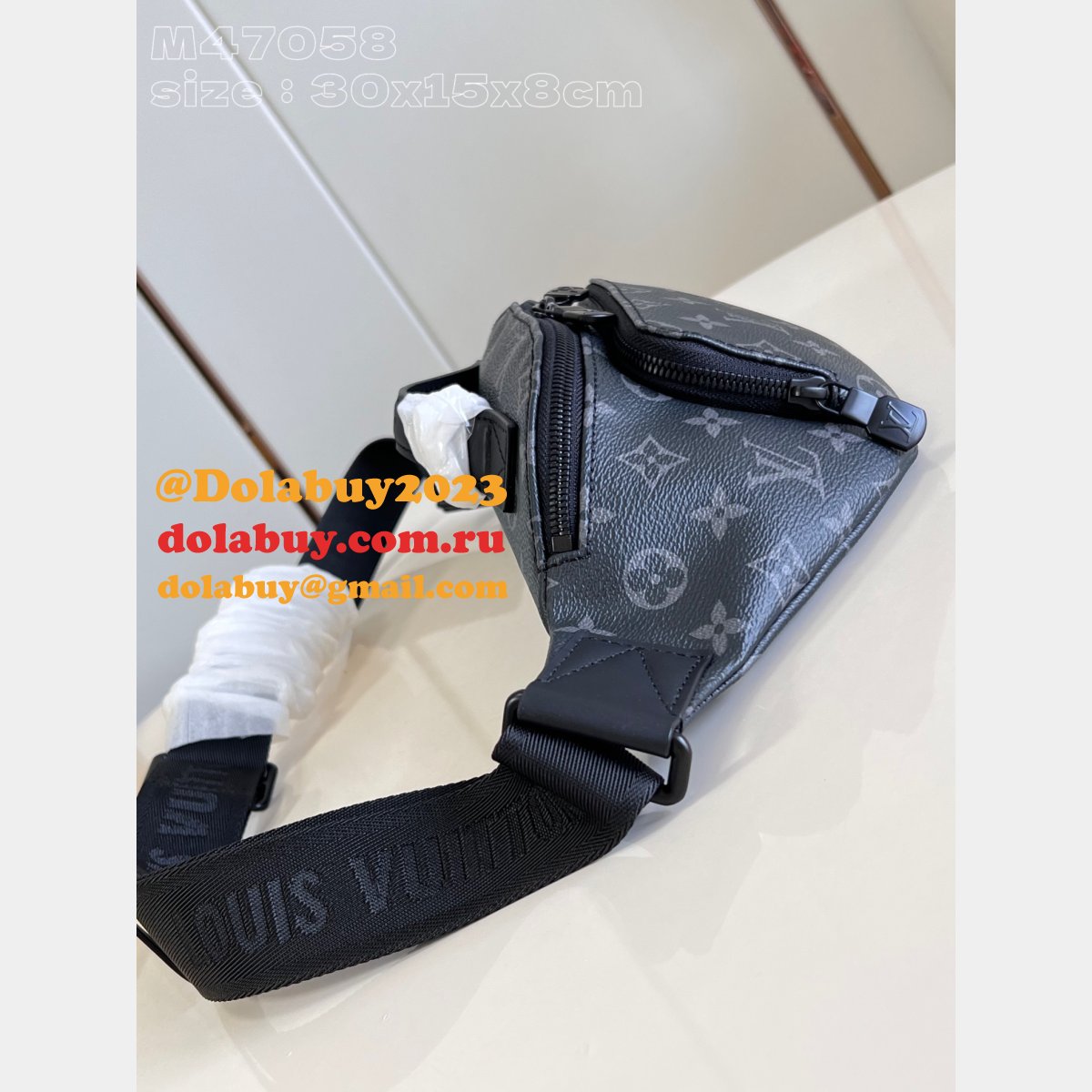 Louis Vuitton M47058 Rush Bumbag Black Flowers Shadow Fake Bag
