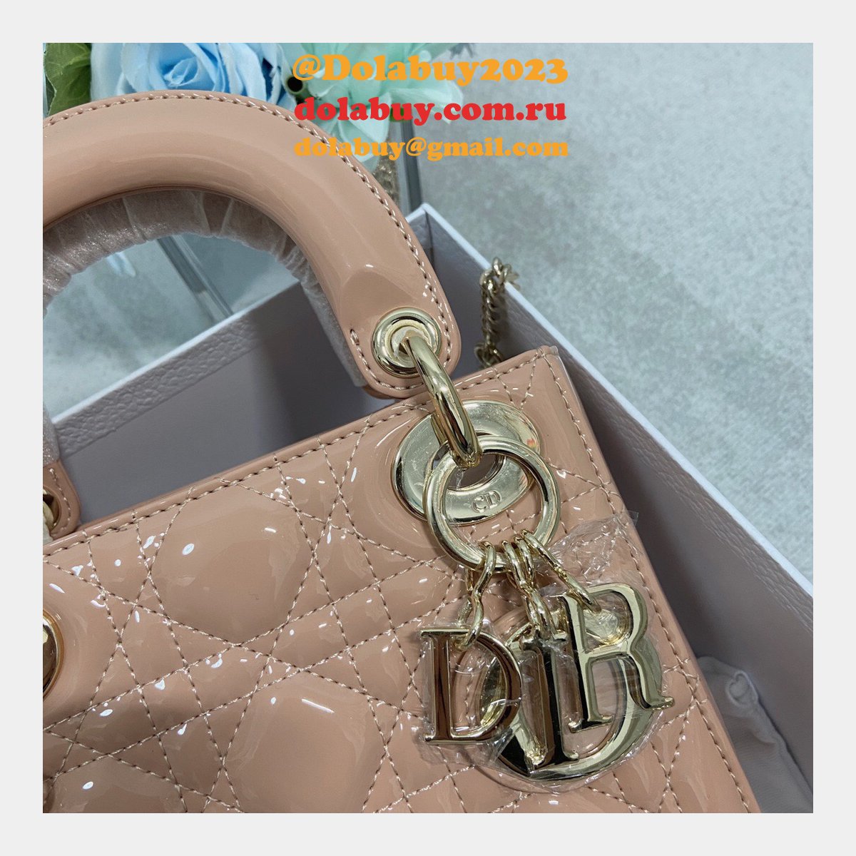 High Quality Christian Dior Lady patent leather 17CM Bag mini