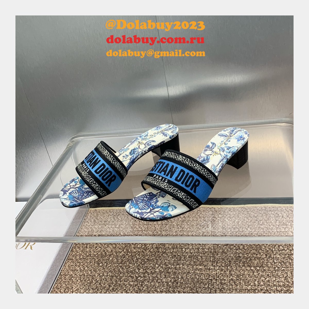 High Quality Dior Dway Heeled Slides Replica Shoes