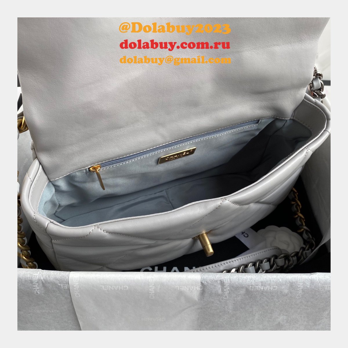 Top CC 19 Bags 2021 Light Grey 30CM