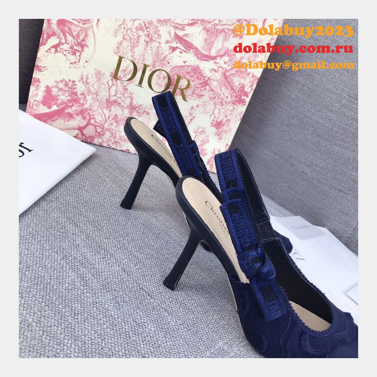 High Top Quality Replica Fashion Dior Navy Blue Tassel Shoes