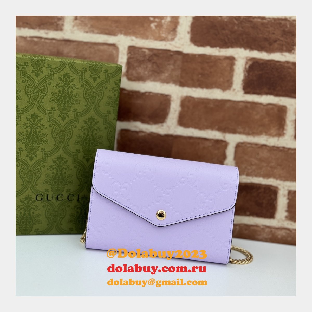 G*u*i copy gg leather chain wallet 1:1 mirror 781555 bag