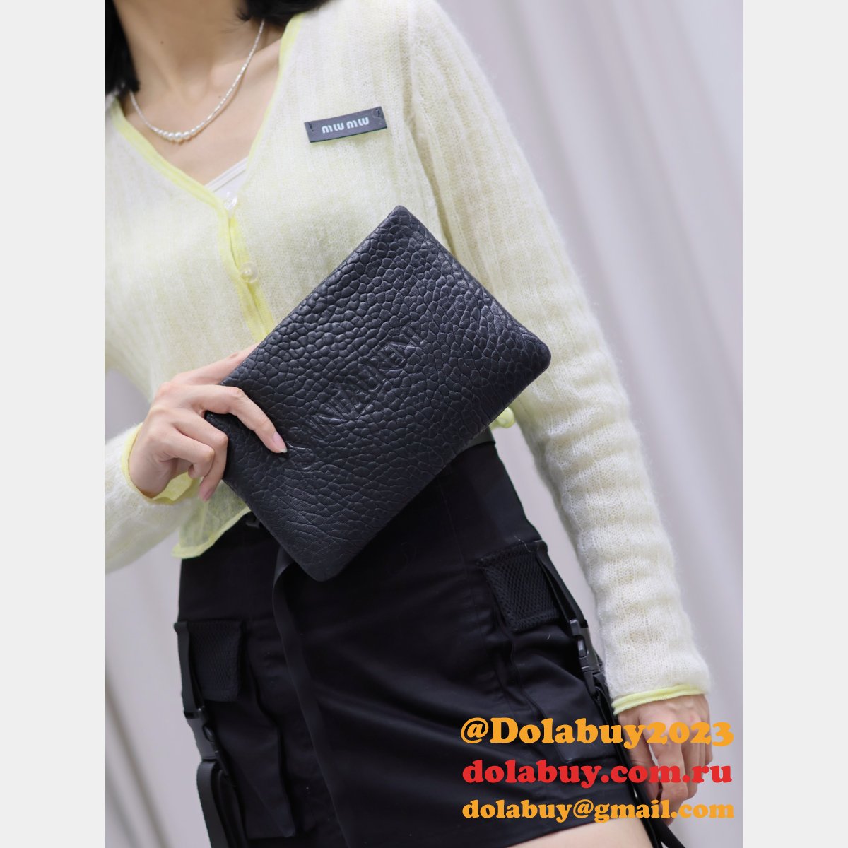 Knockoff YSL lambskin Y Fashion clutch 765025